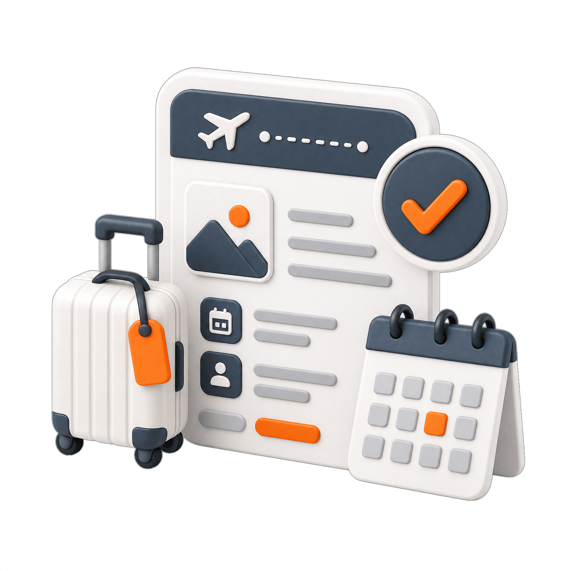 3D calendar and travel booking illustration