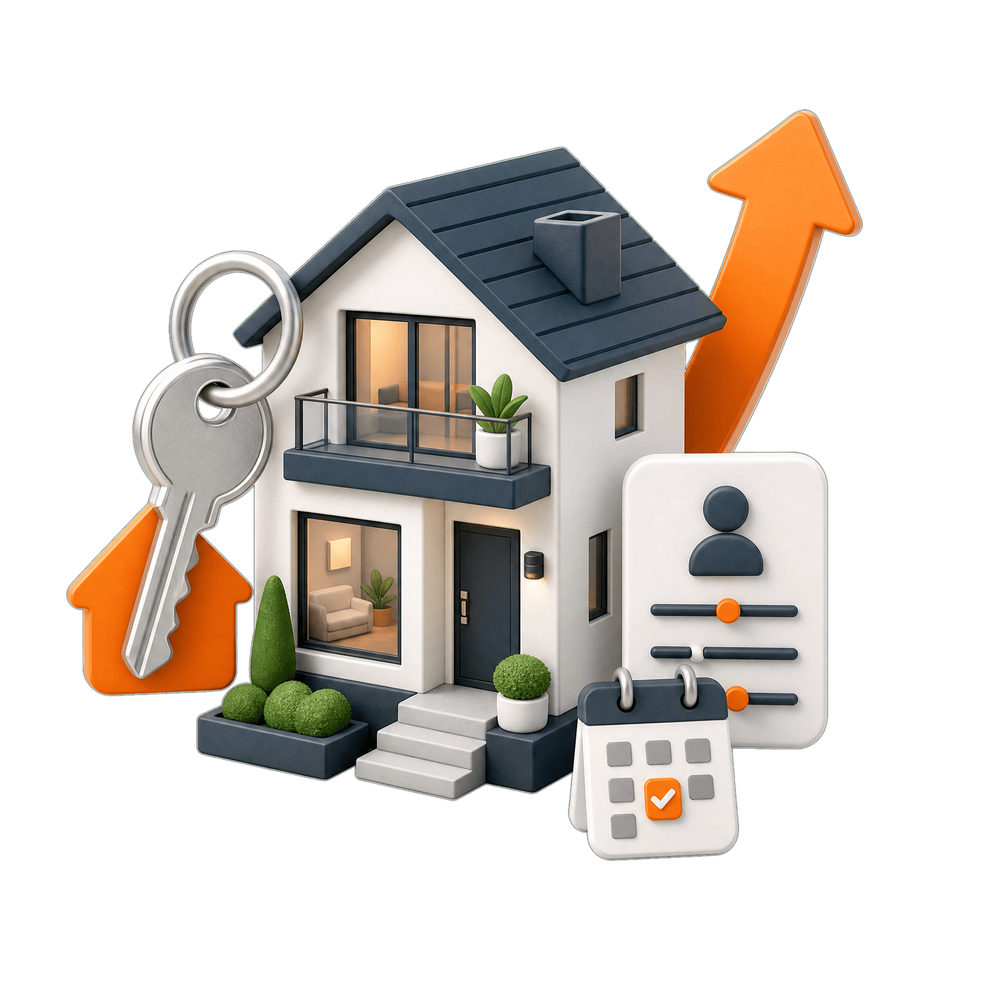 3D home and calendar sync illustration